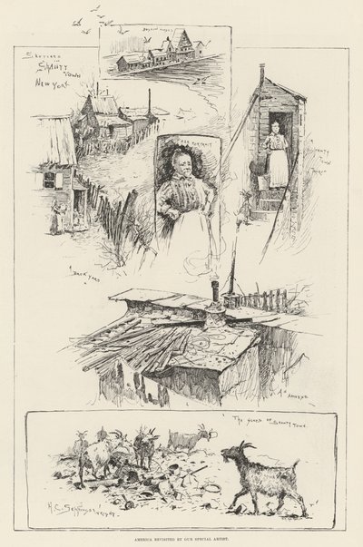 Sketches in Shanty Town, New York by Henry Charles Seppings Wright